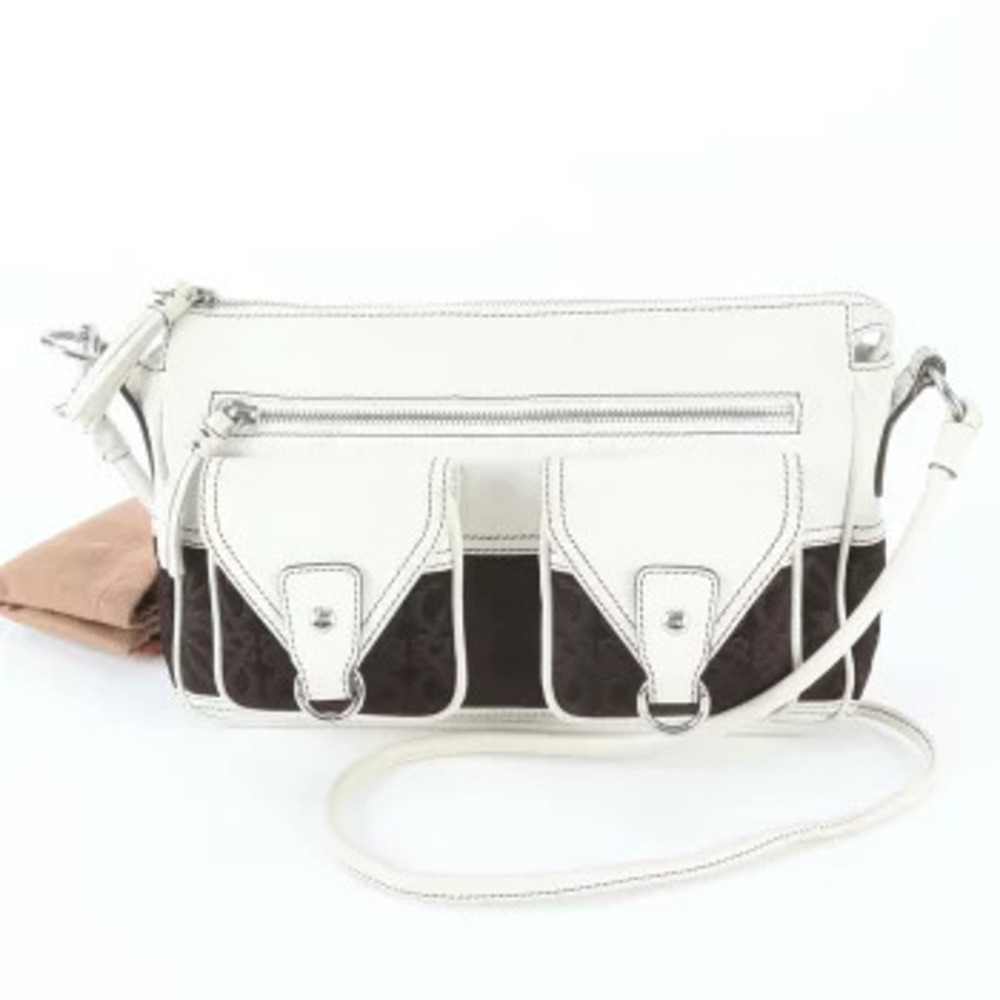 Loewe Anagram Leather 2Way Crossbody Bag White Brown
